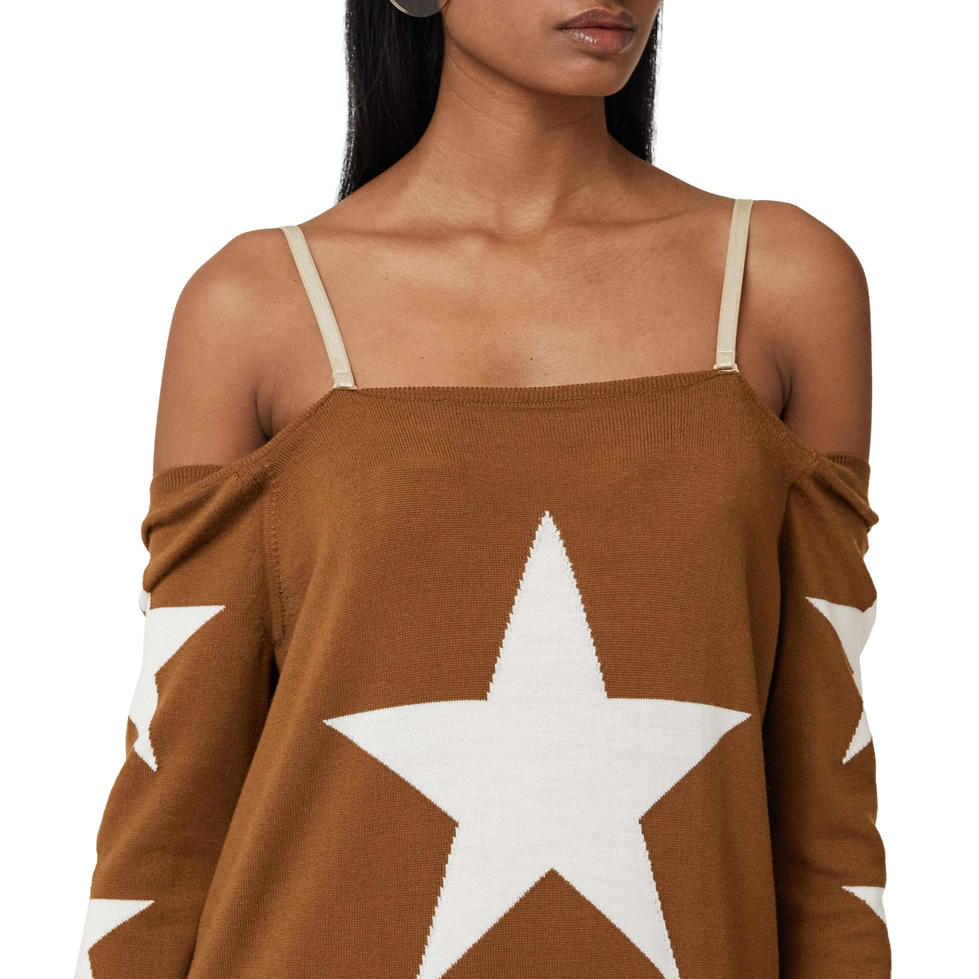 Robe pull déstructurée en laine à motif étoilé - Mahogany