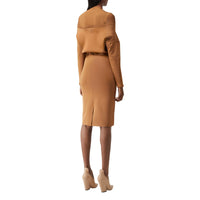 Robe à manches longues en maille avec découpes - Camel