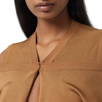 Robe à manches longues en maille avec découpes - Camel