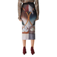 Jupe plissée en satin à imprimé zen - Multicolour