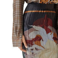 Jupe plissée en satin à imprimé zen - Multicolour