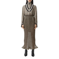 Jupe plissée à volants en mousseline Check - Mahogany Check