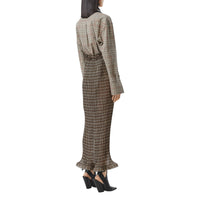 Jupe plissée à volants en mousseline Check - Mahogany Check