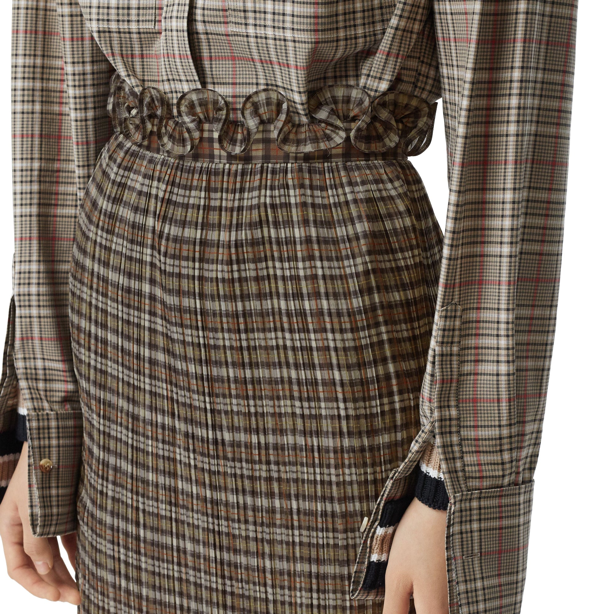 Jupe plissée à volants en mousseline Check - Mahogany Check
