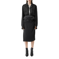 Chemise à pli en satin de soie avec logo appliqué - Black