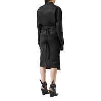 Chemise à pli en satin de soie avec logo appliqué - Black