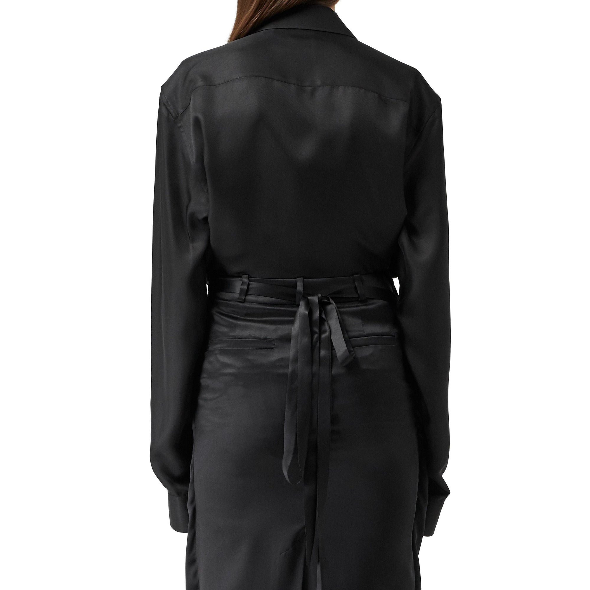 Chemise à pli en satin de soie avec logo appliqué - Black