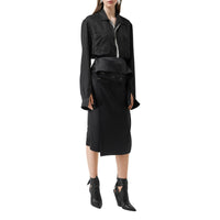 Chemise à pli en satin de soie avec logo appliqué - Black