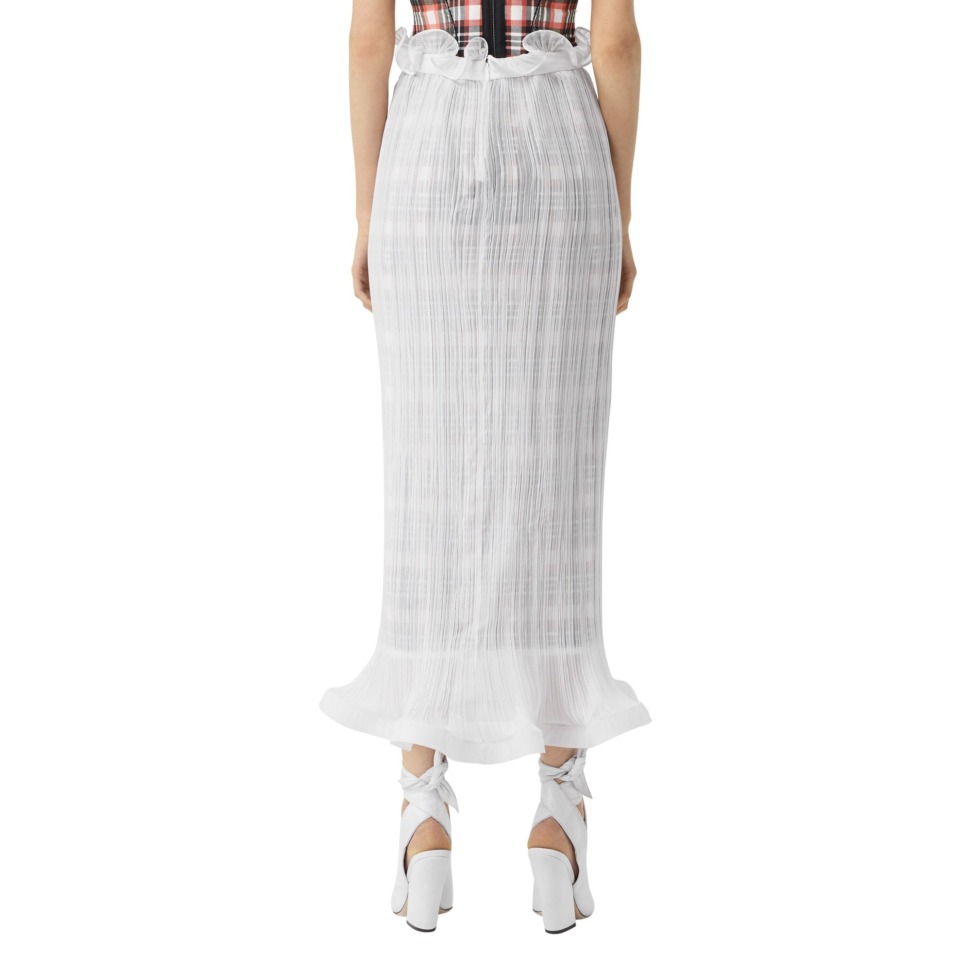 Jupe plissée à volants en mousseline ajustée - Optic White
