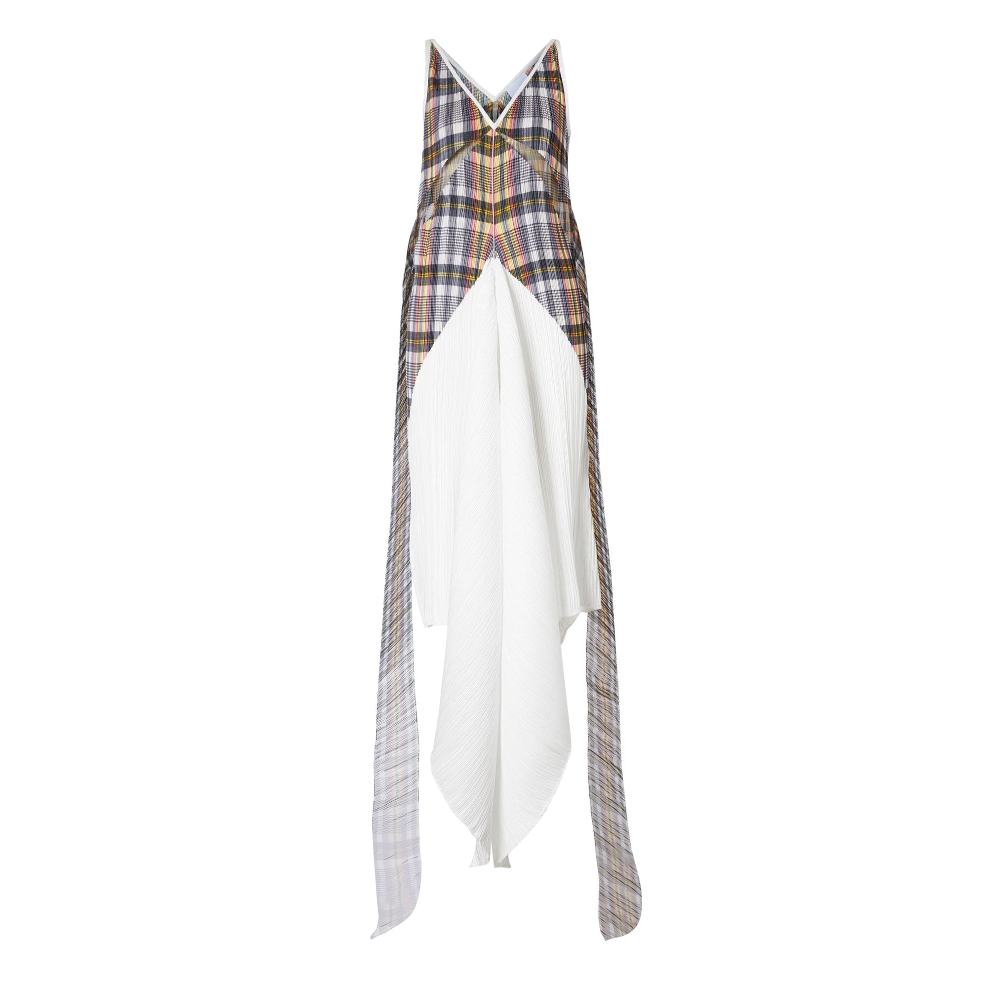 Robe plissée ajustée en satin avec Check - Canary Yellow Check