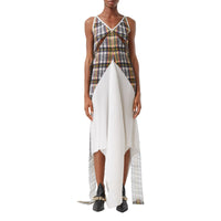 Robe plissée ajustée en satin avec Check - Canary Yellow Check