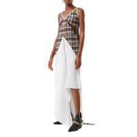 Robe plissée ajustée en satin avec Check - Canary Yellow Check