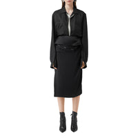 Jupe à rabat en satin de soie - Black