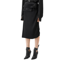 Jupe à rabat en satin de soie - Black