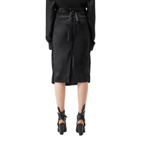 Jupe à rabat en satin de soie - Black