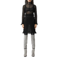 Haut court à col montant en tulle avec volants - Black