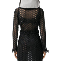 Haut court à col montant en tulle avec volants - Black