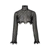 Haut court à col montant en tulle avec volants - Black