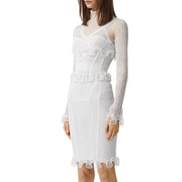 Haut court à col montant en résille avec volants - Optic White