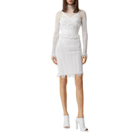 Haut court à col montant en résille avec volants - Optic White