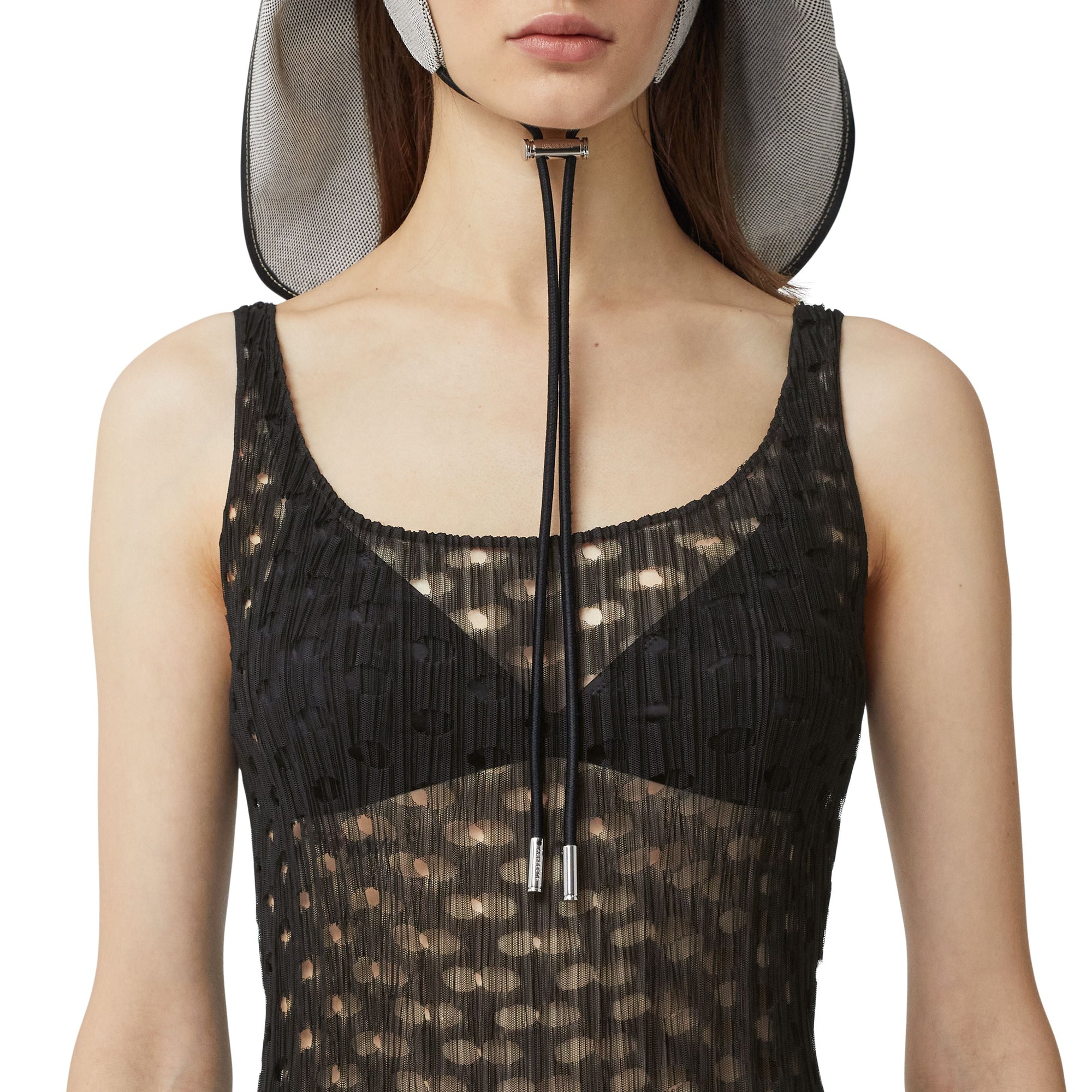 Robe nuisette en tulle à volants - Black