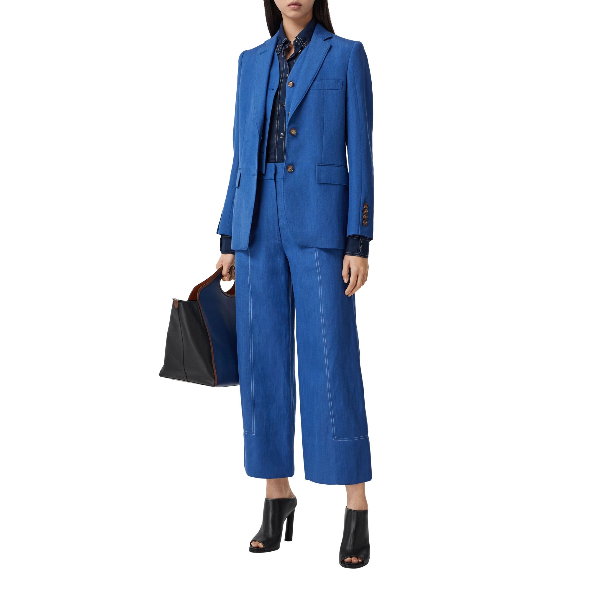 Chemise à col boutonné en jersey stretch diaphane - Dark Carbon Blue