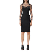 Robe corset en jersey stretch et mesh - Black