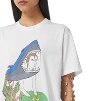 T-shirt oversize en coton avec illustration marine - White