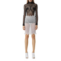 Haut à col montant en résille de coton technique - Black