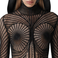 Haut à col montant en résille de coton technique - Black