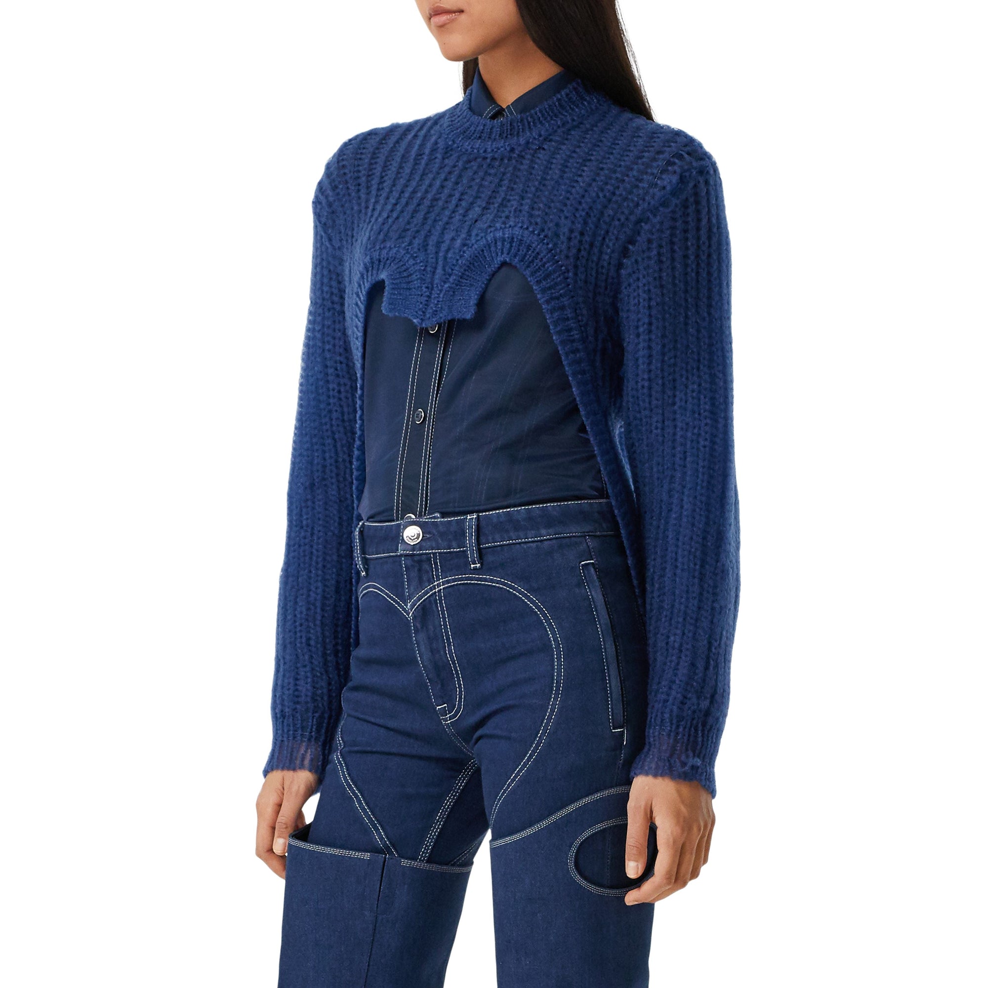 Pull déstructuré en maille technique - Warm Royal Blue