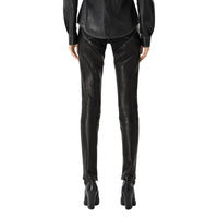 Pantalon skinny en cuir d'agneau à motif cœur - Black