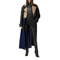 Pantalon skinny en cuir d'agneau à motif cœur - Black