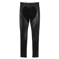 Pantalon skinny en cuir d'agneau à motif cœur - Black