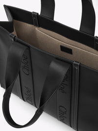 Grand sac cabas Woody en cuir - Black