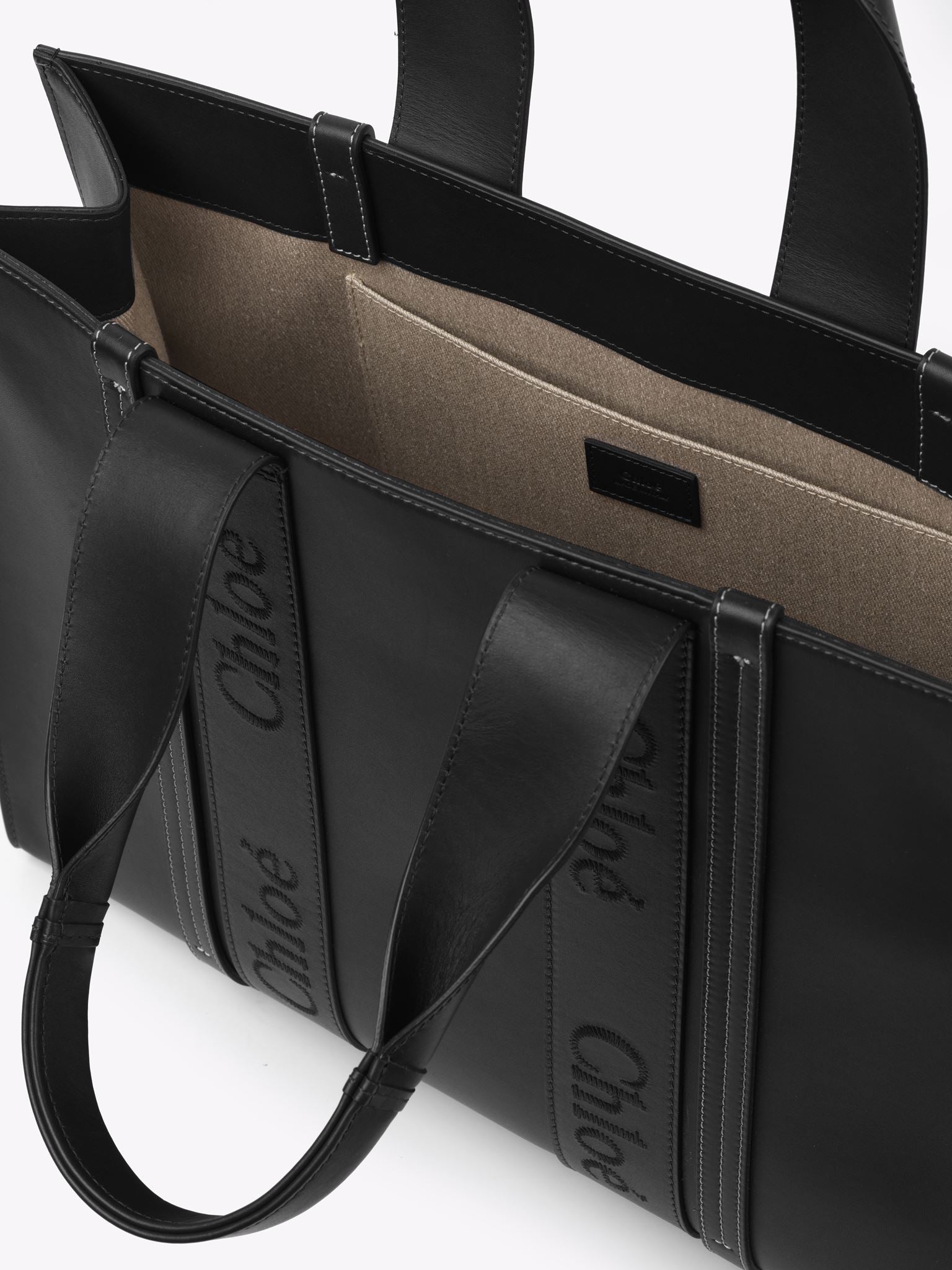 Grand sac cabas Woody en cuir - Black