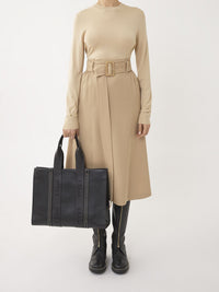 Grand sac cabas Woody en cuir - Black