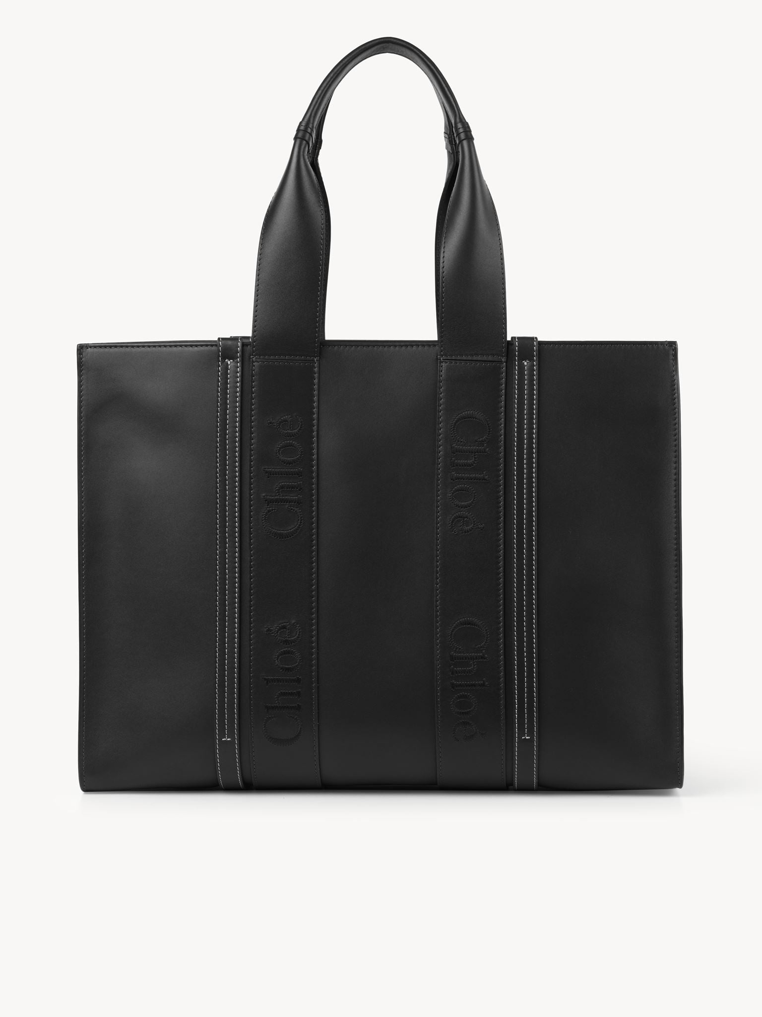 Grand sac cabas Woody en cuir - Black
