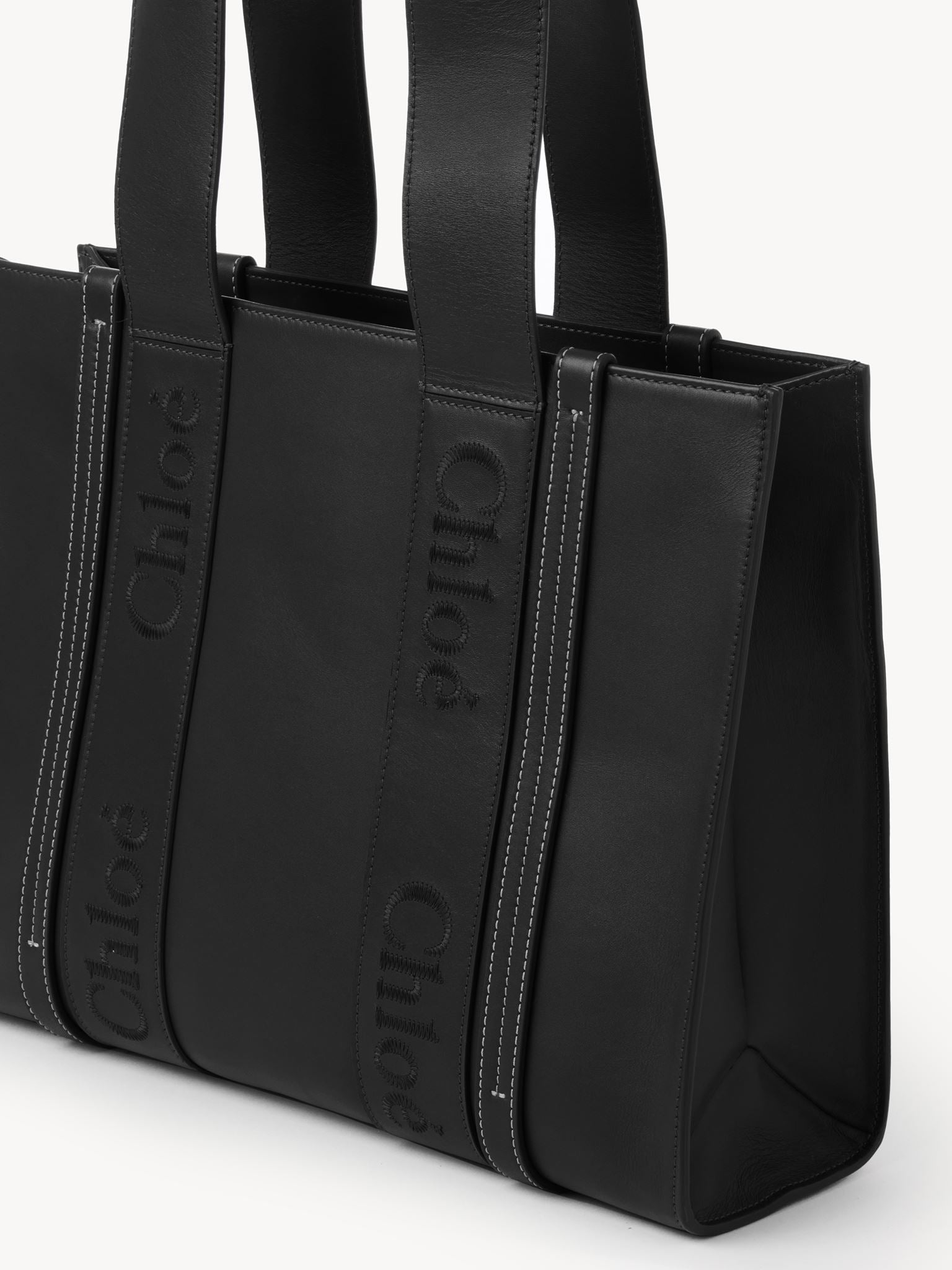 Sac cabas Woody en cuir - Black