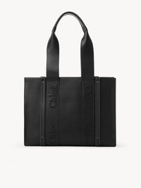 Sac cabas Woody en cuir - Black