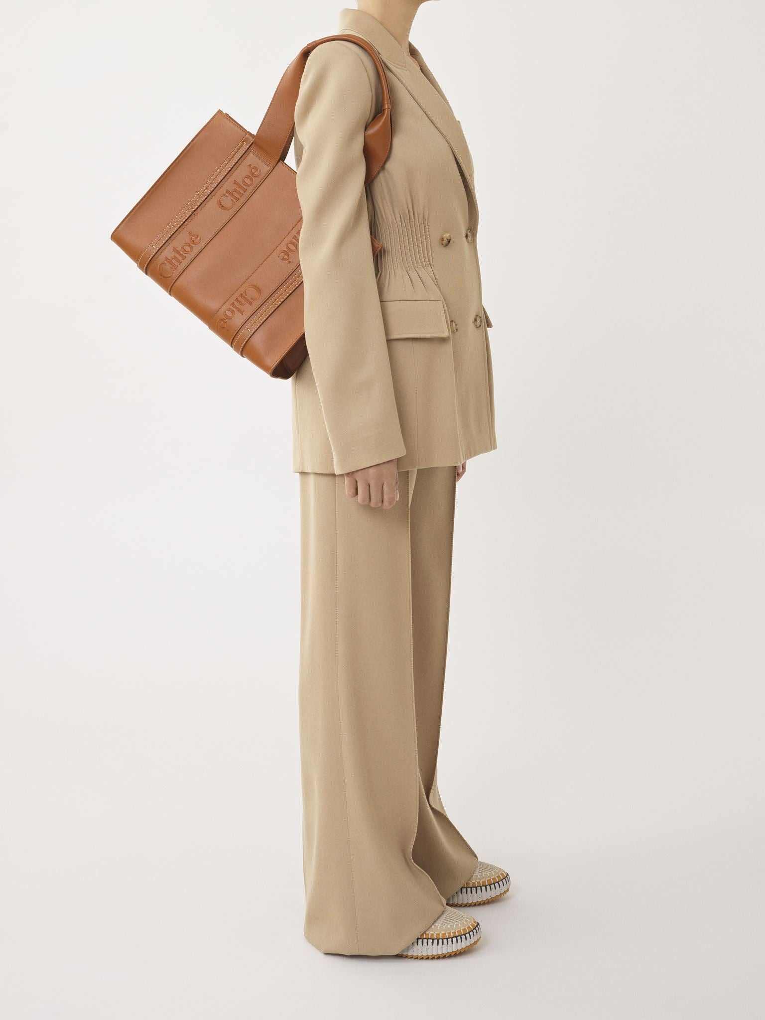 Sac cabas Woody en cuir - Caramel