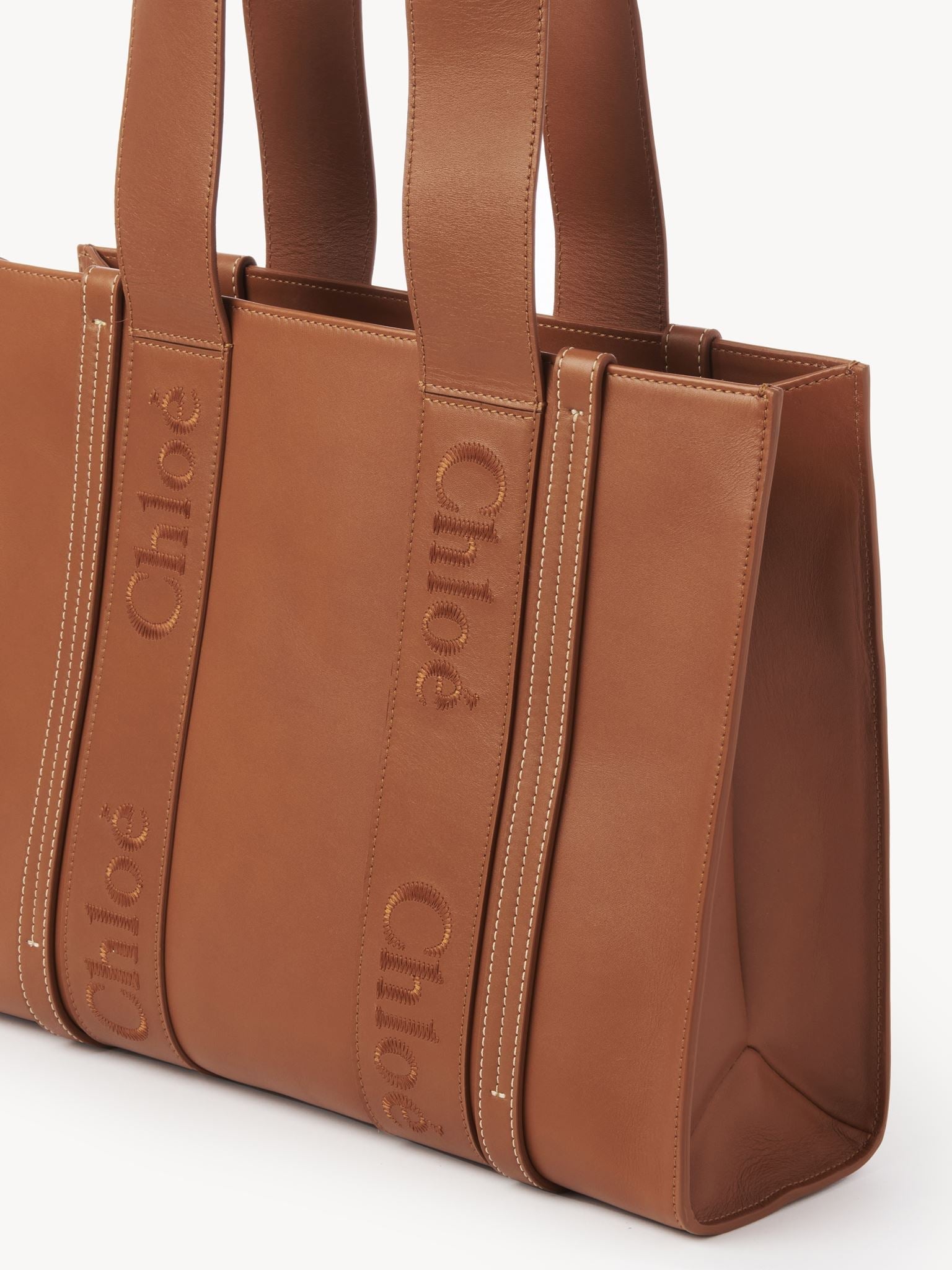 Sac cabas Woody en cuir - Caramel