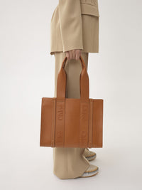 Sac cabas Woody en cuir - Caramel