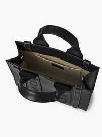 Petit sac cabas Woody à bandoulière en cuir - Black