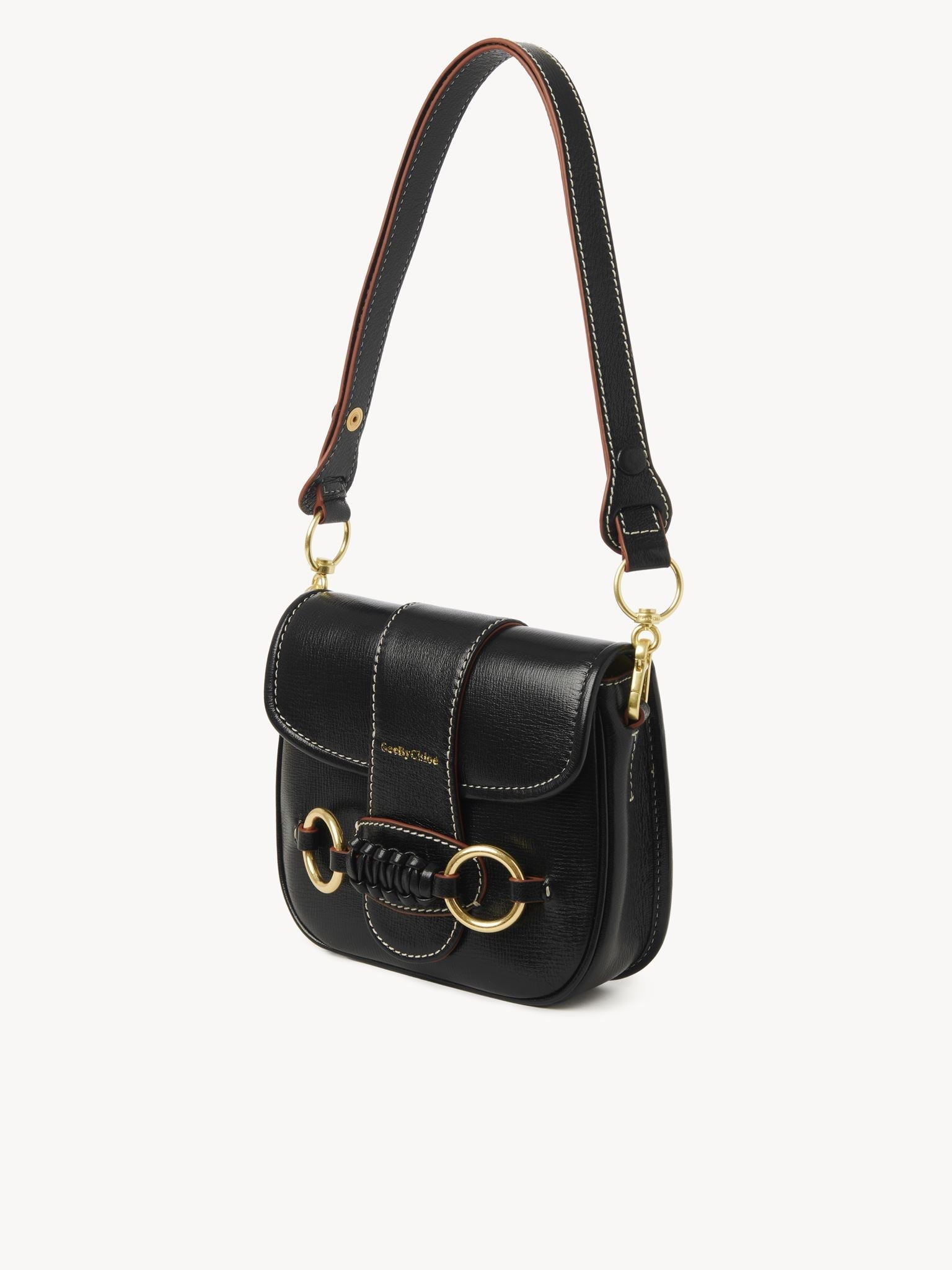 Sac porté épaule Saddie en cuir - Black & Red