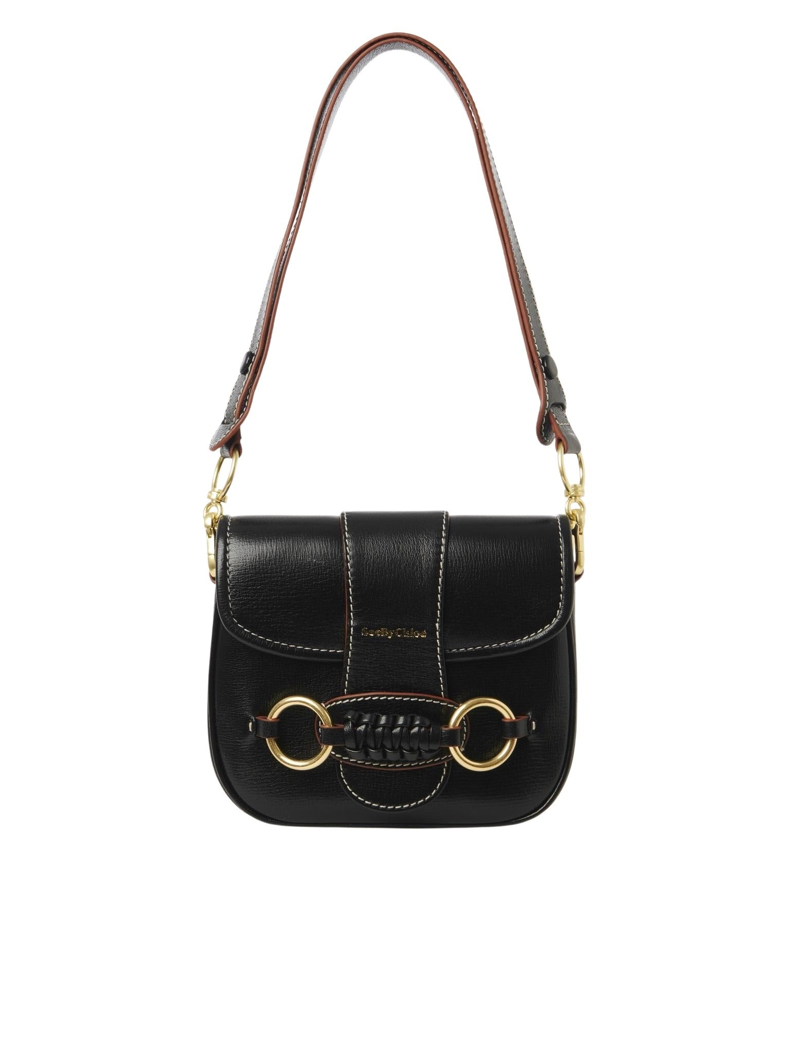 Sac porté épaule Saddie en cuir - Black & Red