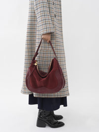 Sac hobo en vachette velours et cuir - Dark Velvet