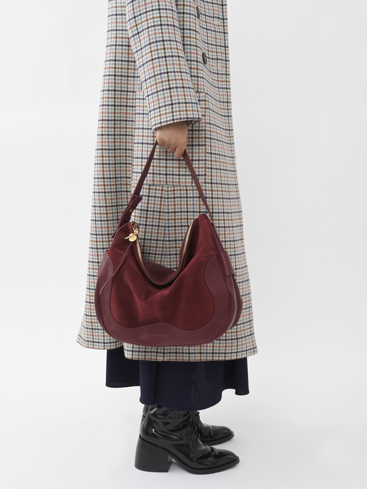Sac hobo en vachette velours et cuir - Dark Velvet