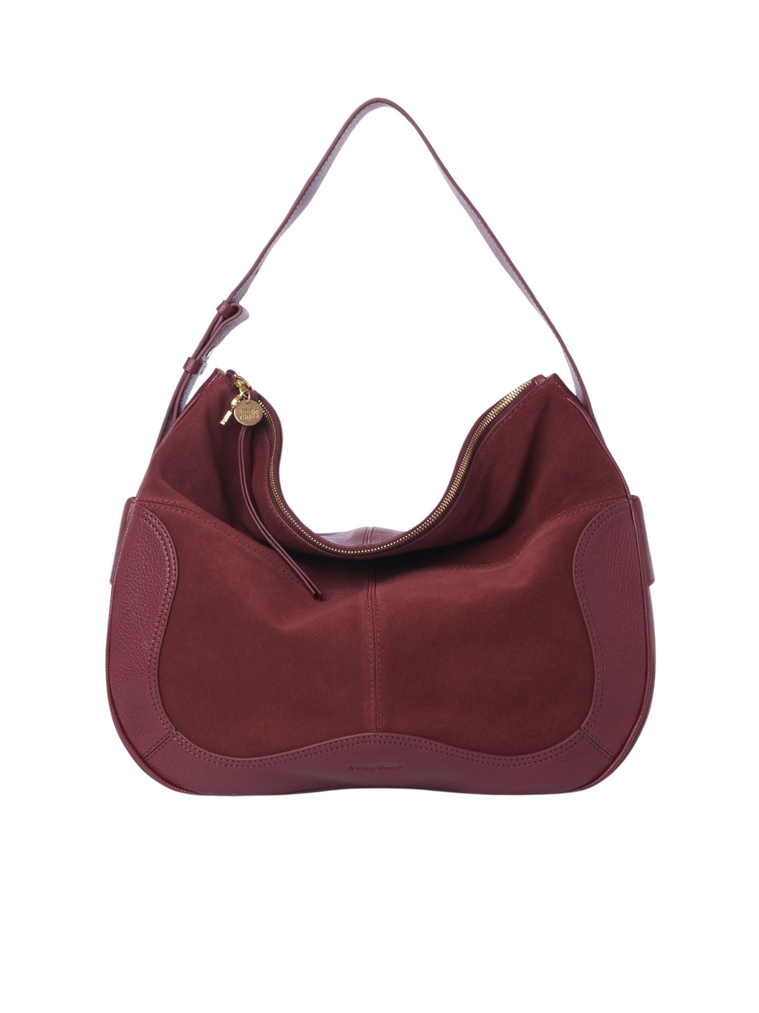 Sac hobo en vachette velours et cuir - Dark Velvet