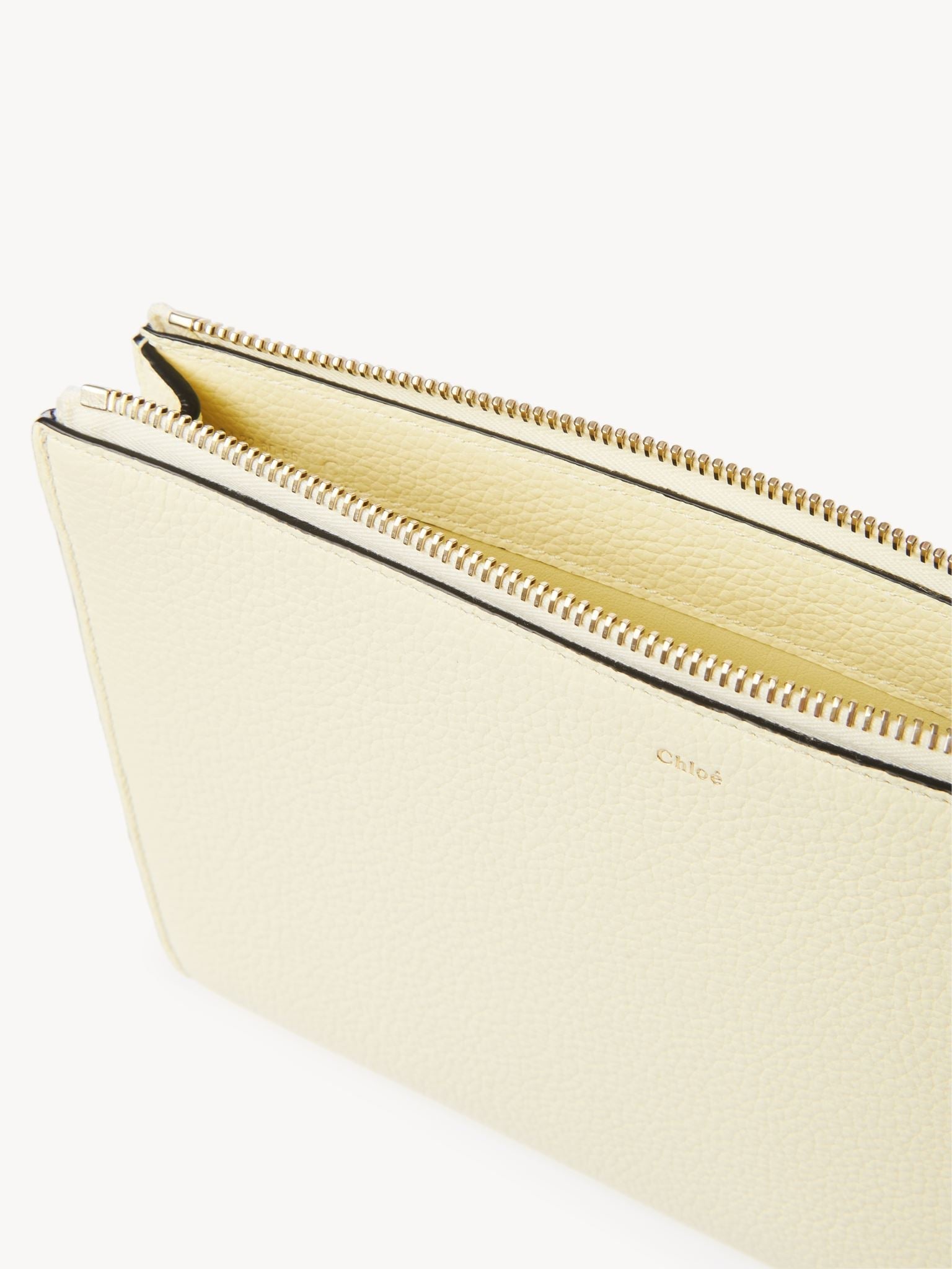 Pochette Alphabet en cuir - Porcelain Yellow